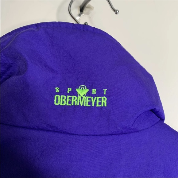 SOLD Vtg Obermeyer Womens One Piece Snow Ski Suit Purple Blue Neon Retro Size 10 - Picture 8 of 12